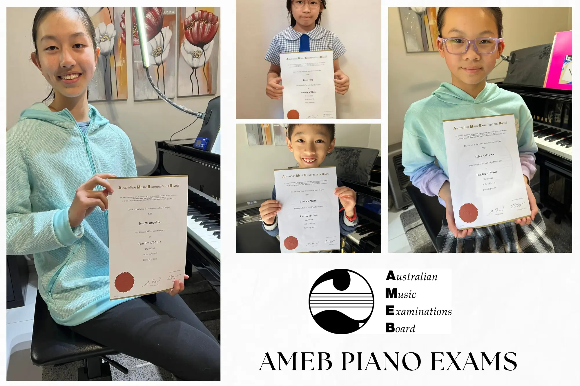 students who passed the AMEB piano exams